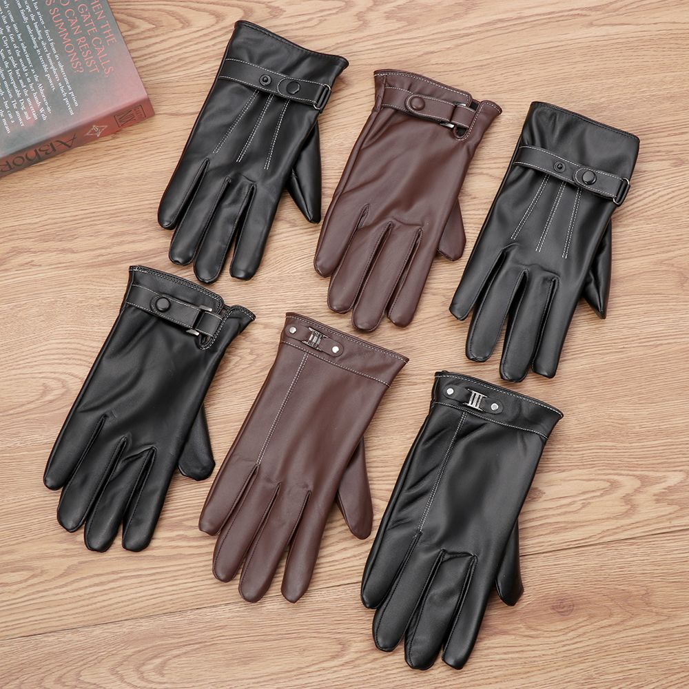 Leather Driving Glove - الرجال الصوف قفازات جلدية الحرارية ،