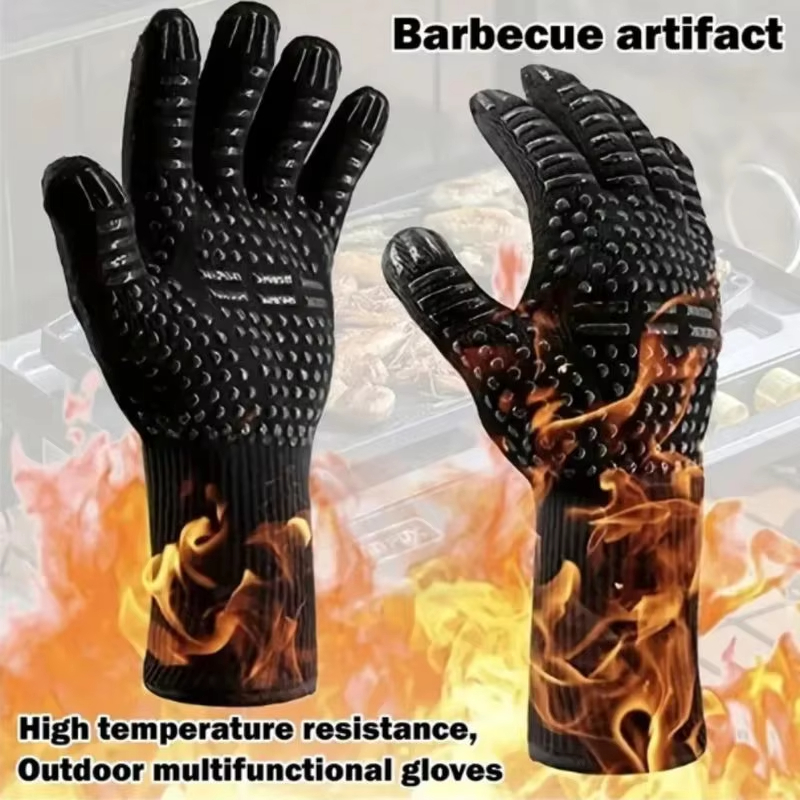Oven Mitt Silicone - قطعة واحدة قفازات شواء مقاومة درجات