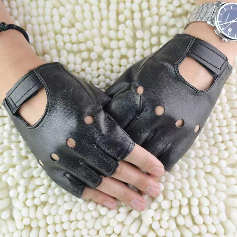 Leather Driving Glove - قفازات رجالية نصفية الأصابع من الجلد